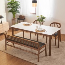 (현대Hmall)보니애가구 조슈아 천연 포셀린 통세라믹 12T 6인용 식탁세트 등받이벤치형A